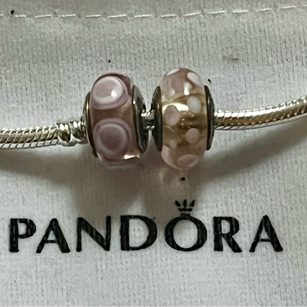 Pandora Pink Bubble Murano Glass Charms